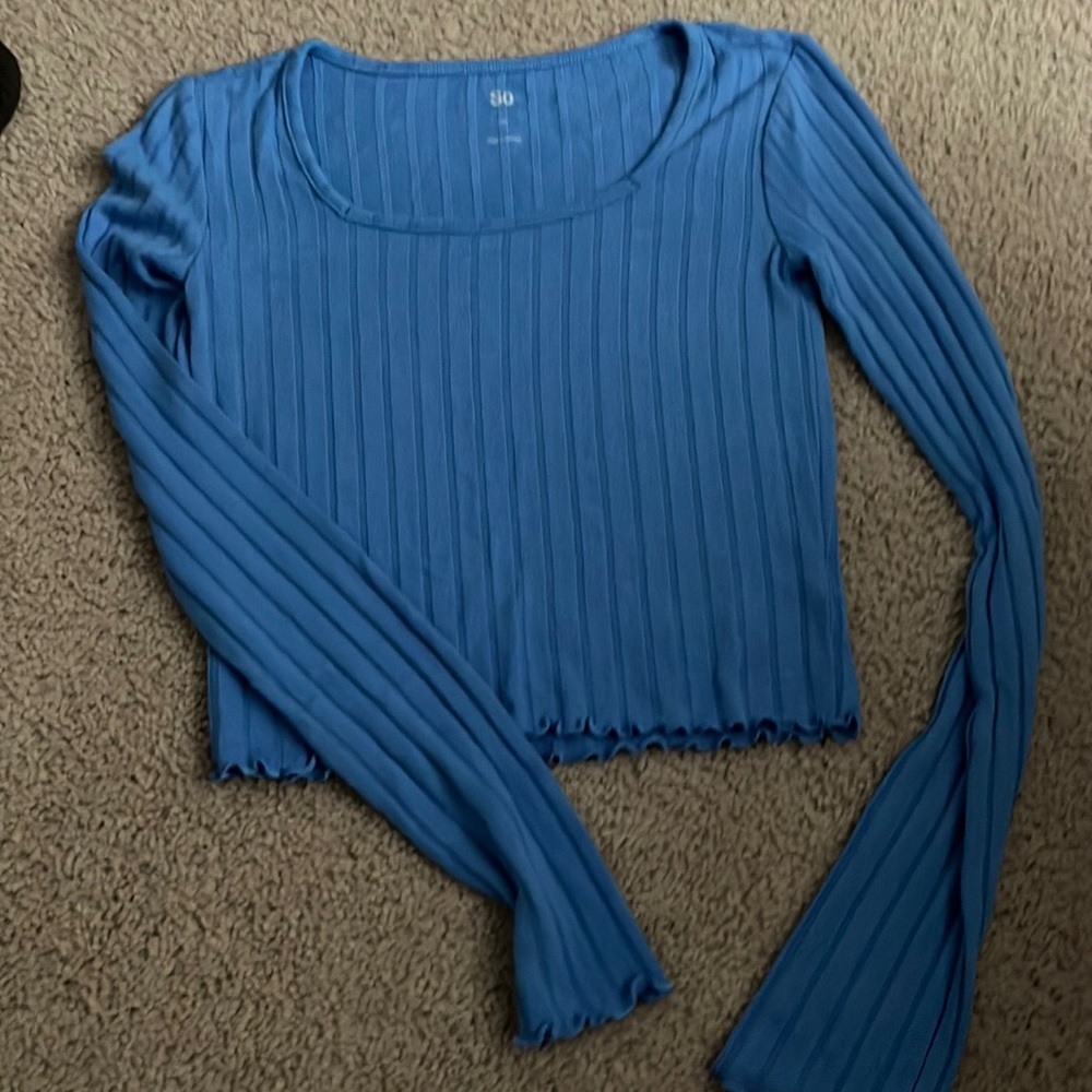 Blue cropped longsleeve shirt size XS, brand SO
